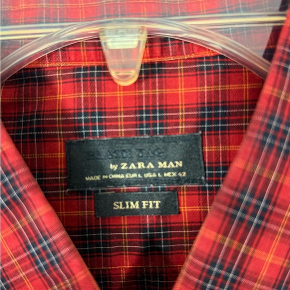 Zara Red and Black Plaid Men's Shirt Size    Large - Picture 2 of 7